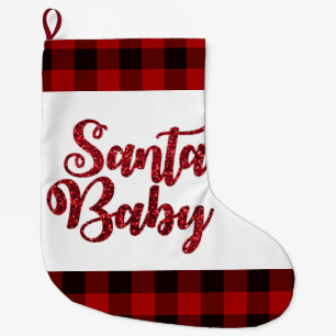 Santa Baby Red Plaid Christmas Stocking