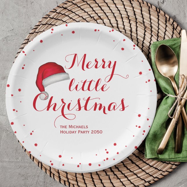 Santa Baby Red Simple Traditional Christmas  Paper Plate (Whimsical Merry little Christmas custom paper plate. )