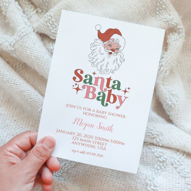 Santa Baby Retro Baby Shower Invitation (Creator Uploaded)