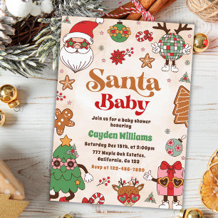 Santa Baby Retro Christmas Baby Shower Invitation