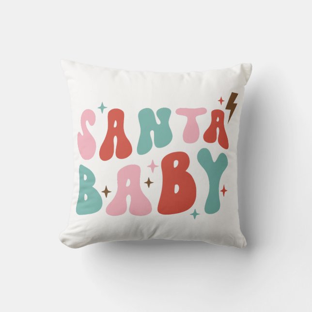 Santa Baby Retro Christmas Cushion (Front)