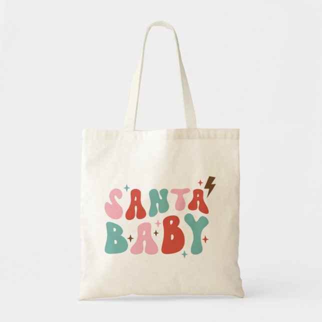 Santa Baby Retro Christmas Tote Bag (Front)