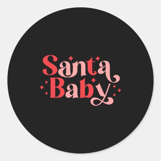 Santa Baby Retro Christmas Tygraphy  Classic Round Sticker (Front)