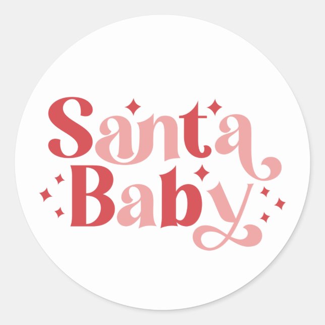 Santa Baby - Retro Christmas Typography Classic Round Sticker (Front)