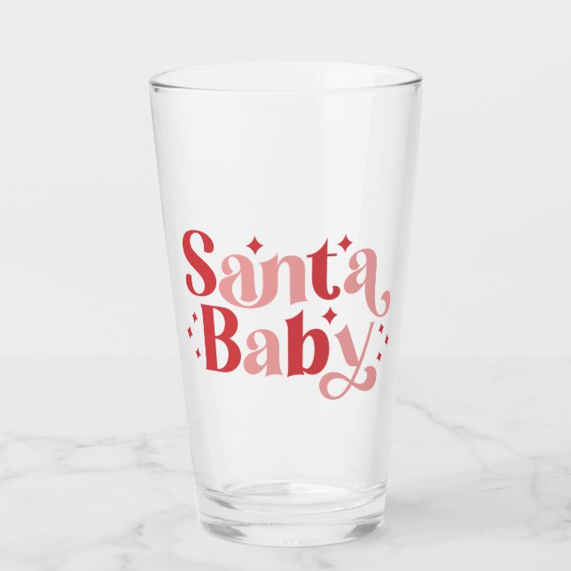 Santa Baby - Retro Christmas Typography Glass (Front)
