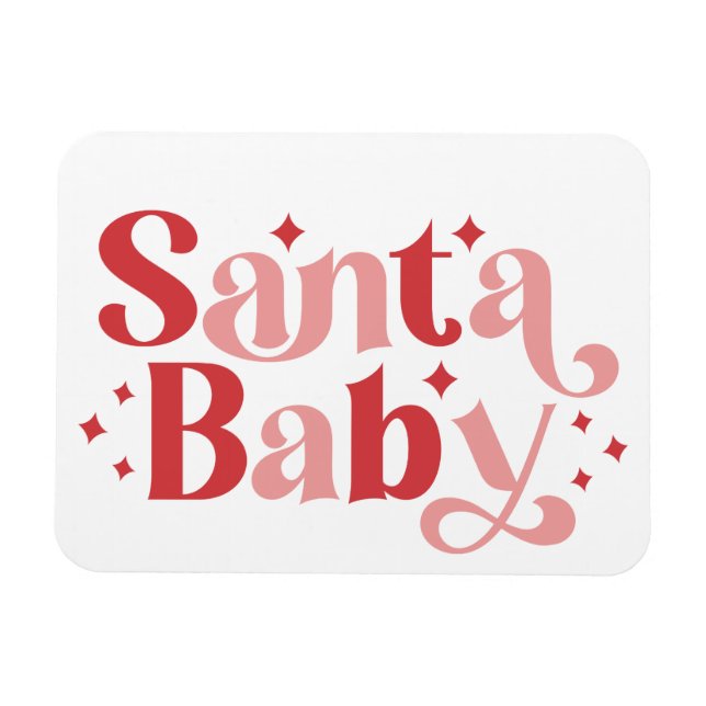 Santa Baby - Retro Christmas Typography Magnet (Horizontal)