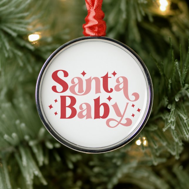 Santa Baby - Retro Christmas Typography Metal Tree Decoration (Tree)