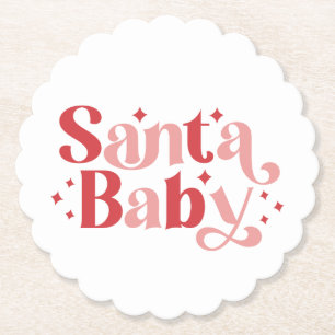 Santa Baby - Retro Christmas Typography Paper Coaster