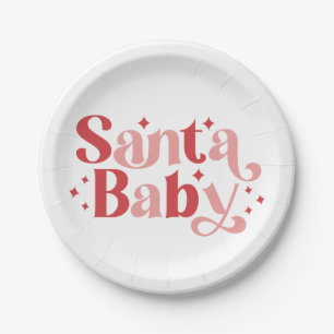 Santa Baby - Retro Christmas Typography Paper Plate