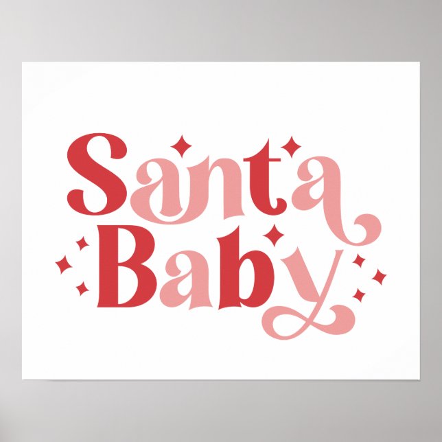 Santa Baby - Retro Christmas Typography Poster (Front)