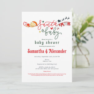 Santa Baby Script Winter Christmas Baby Shower Invitation