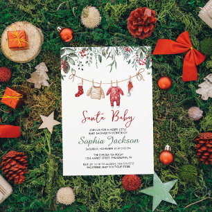 Santa Baby Shower Christmas Baby Clothes Winter Invitation