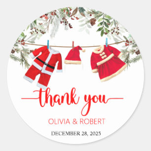 Santa Baby Shower, Christmas Baby Shower Classic Round Sticker