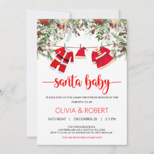 Santa Baby Shower, Christmas Baby Shower Invitation