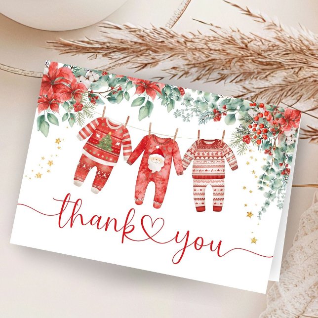 Santa Baby Shower Christmas Folded Thank You Card (Creator Uploaded)