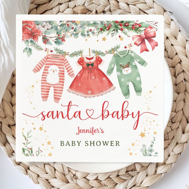 Santa Baby Shower Christmas Girl Paper Napkin (Creator Uploaded)