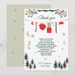 Santa Baby Shower Christmas Theme Thank You Card
