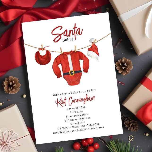 Santa Baby Shower Clothesline Christmas Winter Invitation (Creator Uploaded)