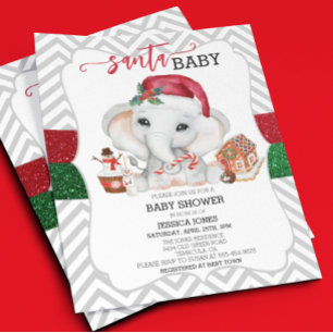 Santa Baby Shower Cute Holiday Elephant Budget