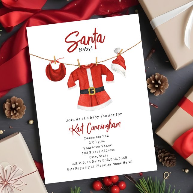 Santa Baby Shower Dress Christmas Winter Girl Invitation (Creator Uploaded)