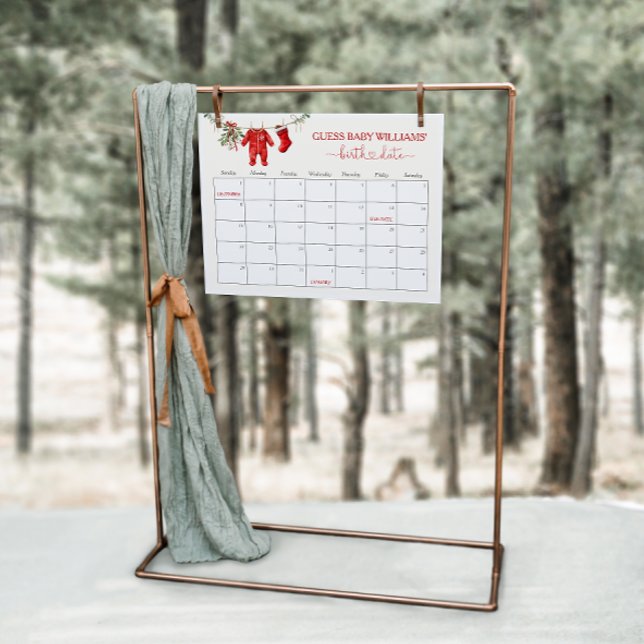 Santa Baby Shower Due Date Calendar Game Sign (Creator Uploaded)