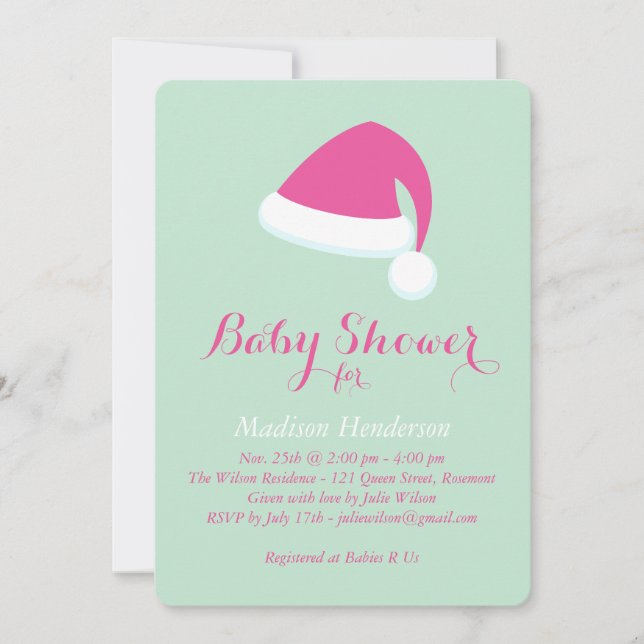 Santa Baby Shower Invitation - mint green (Front)