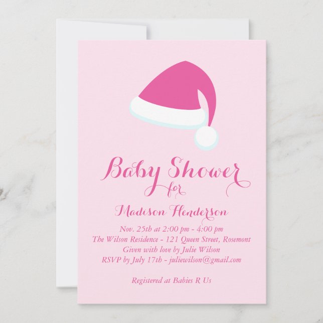 Santa Baby Shower Invitation - pink (Front)