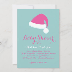 Santa Baby Shower Invitation - pink & turquoise