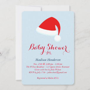 Santa Baby Shower Invitation - red & blue