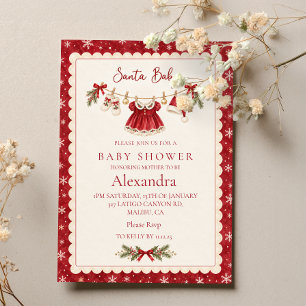 Santa Baby Shower Red Clothesline Invitation