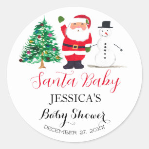 Santa Baby Shower Red Cute simple Thank you Classic Round Sticker