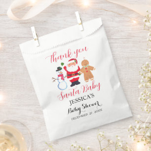 Santa Baby Shower Red Cute simple Thank you Favour Bags