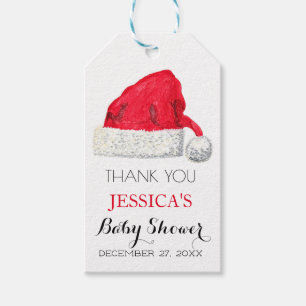 Santa Baby Shower Red Cute simple Thank you Gift Tags