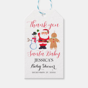Santa Baby Shower Red Cute simple Thank you Gift Tags