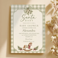 Santa Baby Shower Sage Gingham