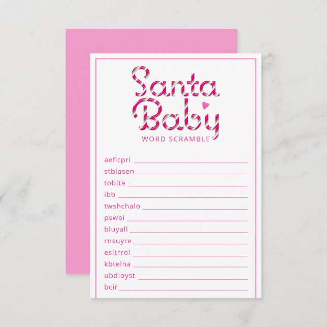 Santa Baby Shower Word Scramble Game Card (Front/Back)