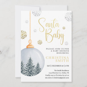 Santa Baby Snowflake Winter Wonderland Baby Shower Invitation