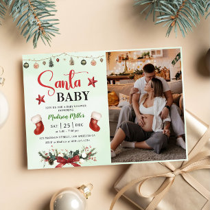 Santa Baby Stocking Christmas Winter Baby Shower Invitation
