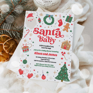 Santa Baby Traditional Christmas Baby Shower  Invitation