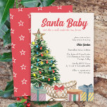 Santa Baby Vintage Christmas Baby Shower Invitatio Invitation<br><div class="desc">Vintage christmas baby shower invitation lettered with "Santa Baby just slip a cradle under the tree, for me". This watercolor design features a lit christmas tree, cradle and gifts with retro typography in a gender neutral colour palette. Whimsical, quirky and perfect for the festive holiday season. Please browse my Vintage...</div>