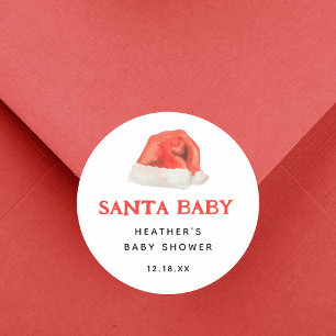 Santa Baby Vintage Winter Baby Shower Favours Classic Round Sticker