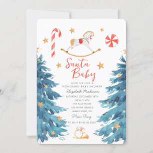 Santa Baby Watercolor Cute Baby Shower Invitation