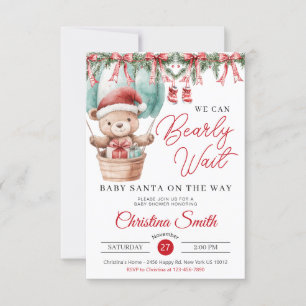 Santa Baby We Can Bearly Wait Baby Boy Shower Invitation