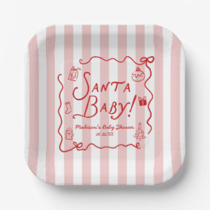 Santa Baby! Whimsical Christmas Baby Shower Paper Plate