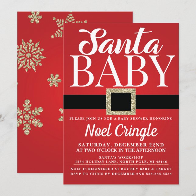 Santa Baby Winter Baby Shower Invitation (Front/Back)