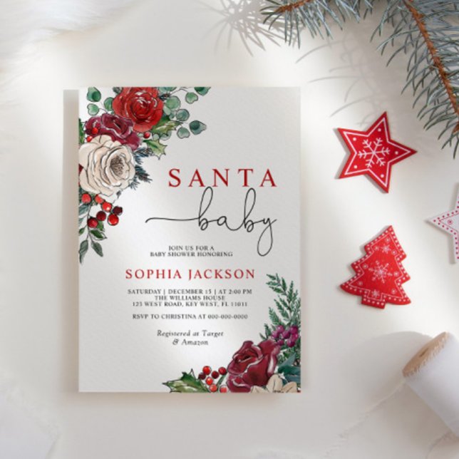Santa Baby Winter Baby Shower Invitation (Creator Uploaded)