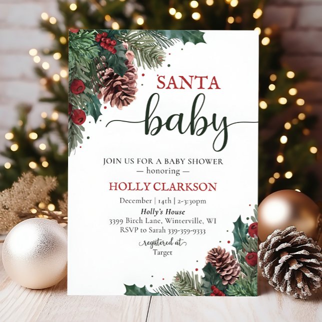 Santa Baby Winter Baby Shower Invitation (Creator Uploaded)