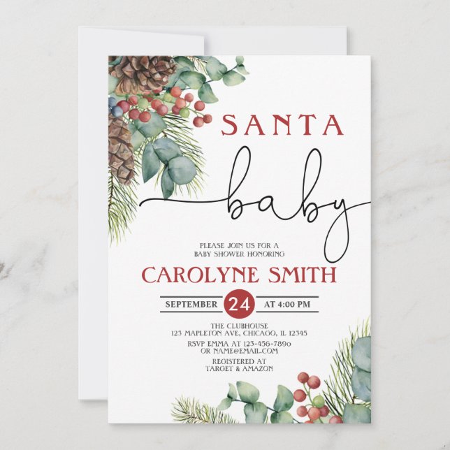 Santa Baby Winter Baby Shower Invitation (Front)