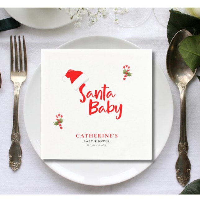 Santa Baby Winter Baby Shower Napkin (Creator Uploaded)