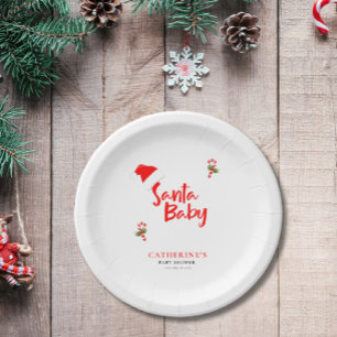 Santa Baby Winter Baby Shower Paper Plate